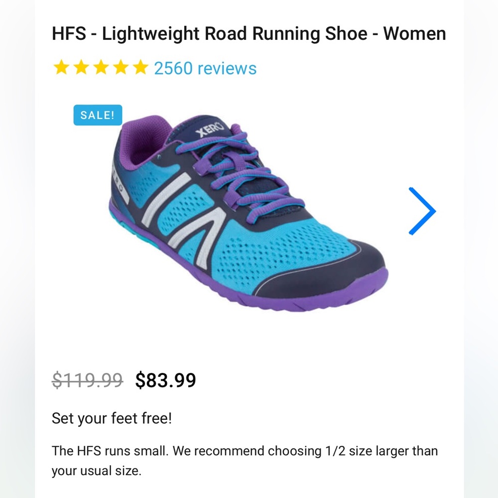 Xero Shoes Atoll Blue HFS Womens Size 8 Road Running Minimalist Vegan Sneaker